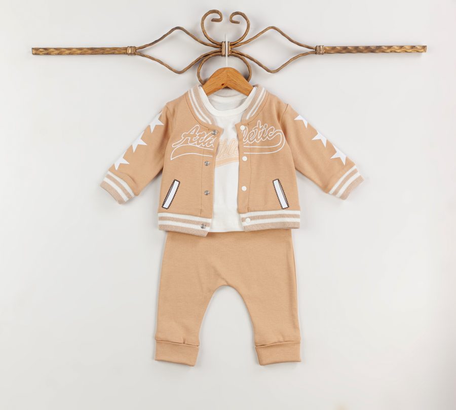 14152 beige scaled Boys Three Piece Athletic Tracksuit (0-12M)