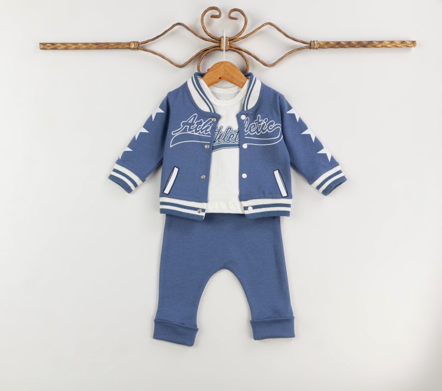 14152 blue scaled Boys Three Piece Athletic Tracksuit (0-12M)