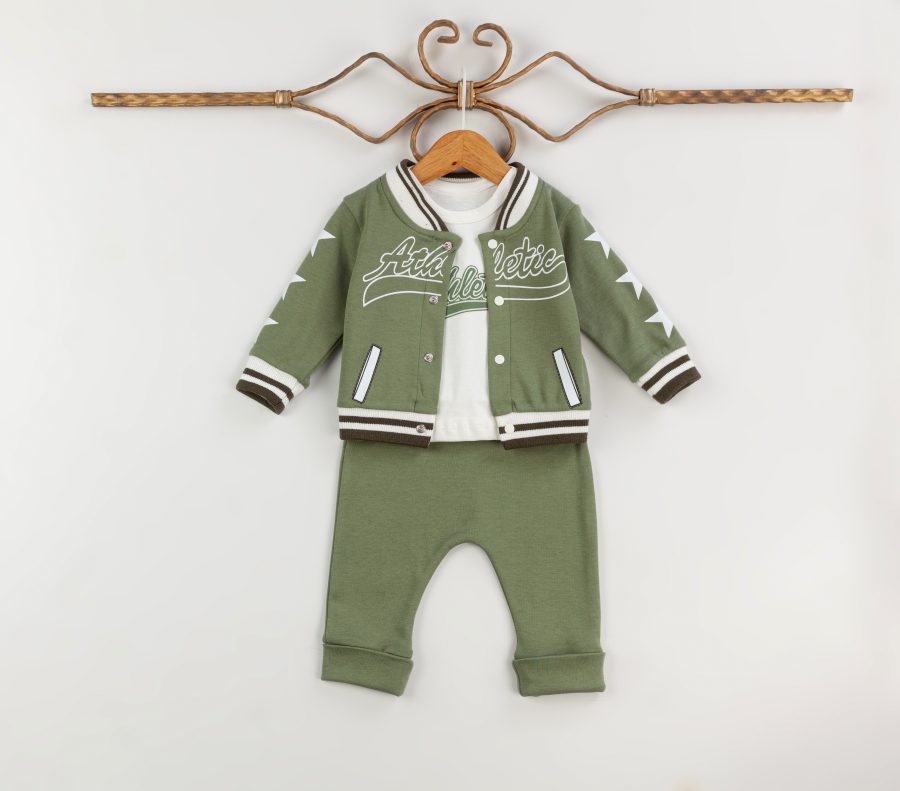 14152 green scaled Boys Three Piece Athletic Tracksuit (0-12M)