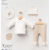 2088 beige Baby Boys Five Piece Polka Dot Teddy Set with Hat, Mittens and Bib (0-3M)