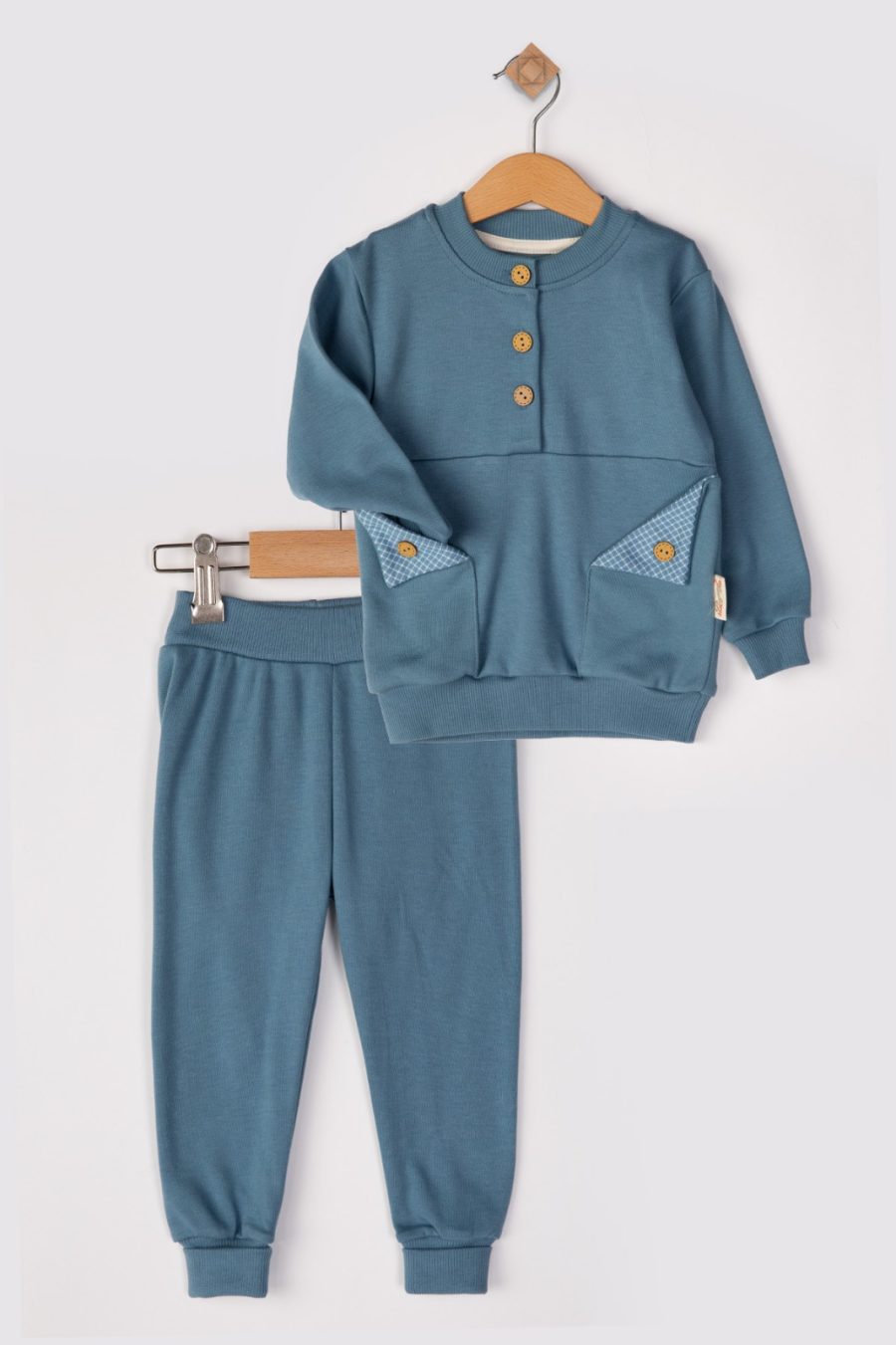 2360 blue Baby Boys Two Piece Check Pocket Tracksuit (9-24M)