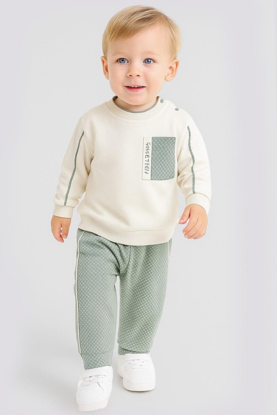 2453 green Baby Boys "CATCH ME IF YOU CAN" Tracksuit (9-24M)