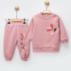 2470 rose Baby Girls Two Piece Flower Embossed Tracksuit (9-24M)
