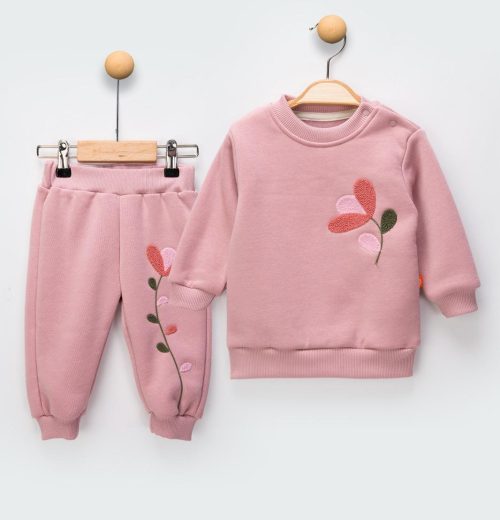 Baby Girls Two Piece Flower Embossed Tracksuit (9-24M)