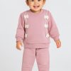 2472 pink Baby Girls Two Piece Triple Bow Tracksuit (9-24M)
