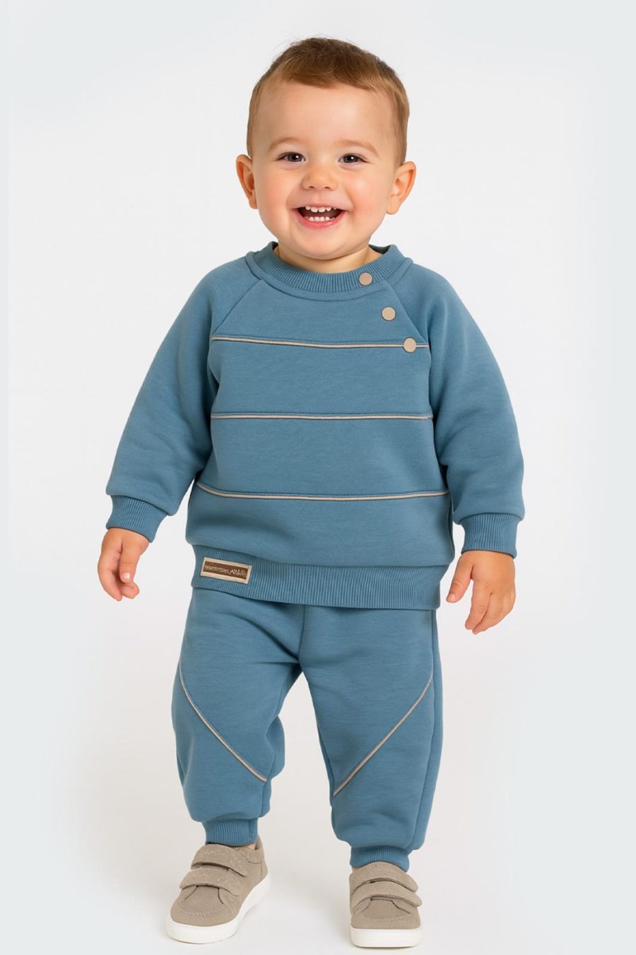 2491 blue Baby Boys Two Piece Pipping Panel Tracksuit (9-24M)