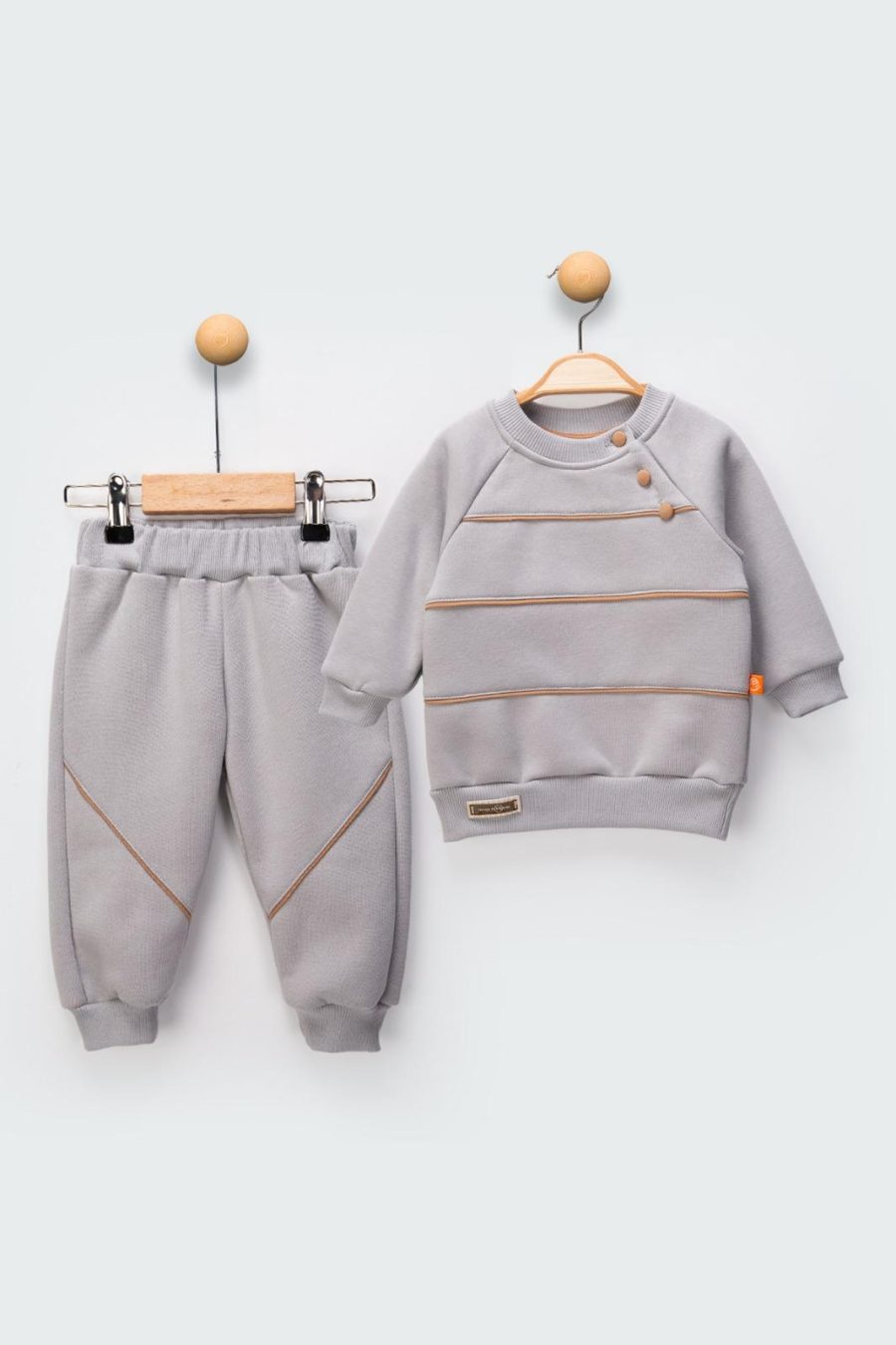 2491 grey Baby Boys Two Piece Pipping Panel Tracksuit (9-24M)