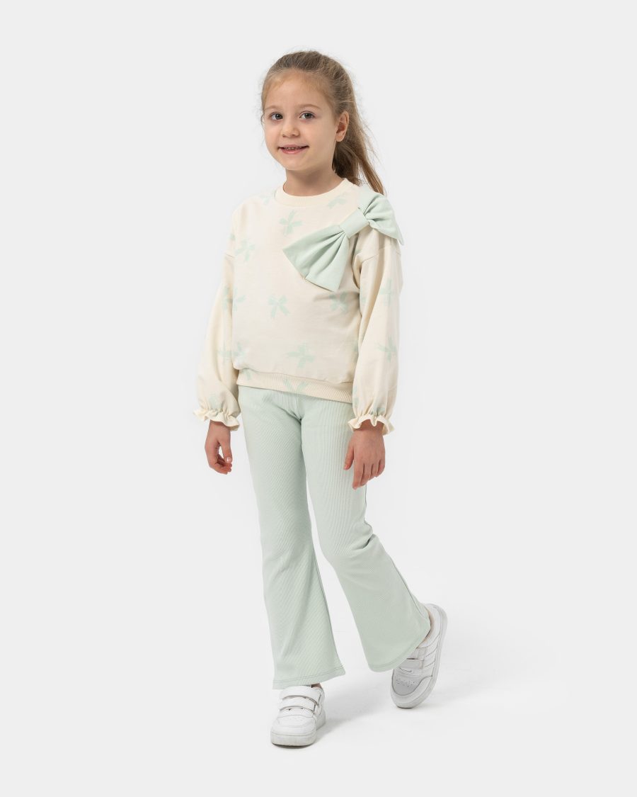 25120 1 scaled Girls Bow Print Top & Leggings Set (4-7Y)