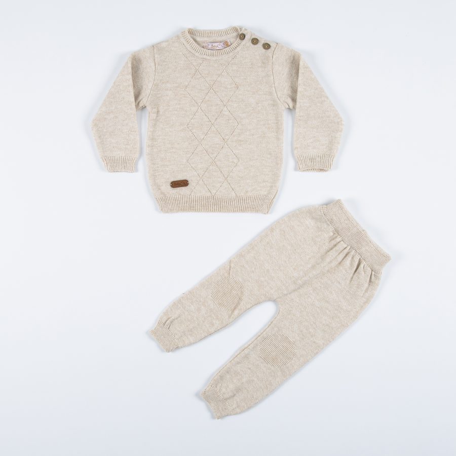 4028 bg scaled Baby Boys Knitted Diamond Embossed Jumper & Bottoms Set (1-3Y)