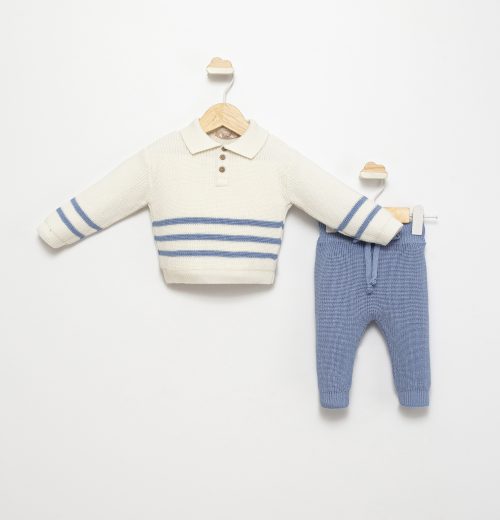 Baby Boys Two Piece Knitted Stripe Jumper & Bottoms Set (0-12M)