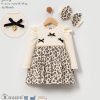 5009 Baby Girls Leopard Print Triple Bow Dress (6-24M)