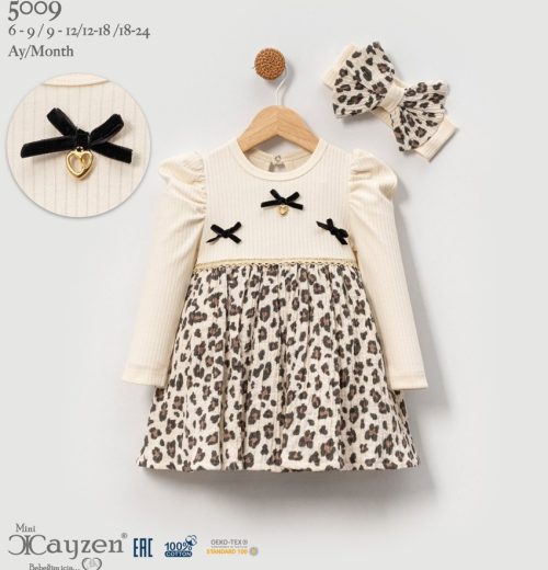 Baby Girls Leopard Print Triple Bow Dress (6-24M)