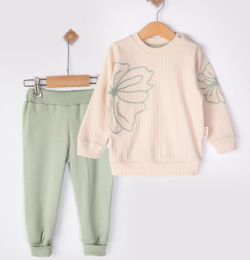 Baby Girls Two Piece Flower Embossed Tracksuit (9-24M)