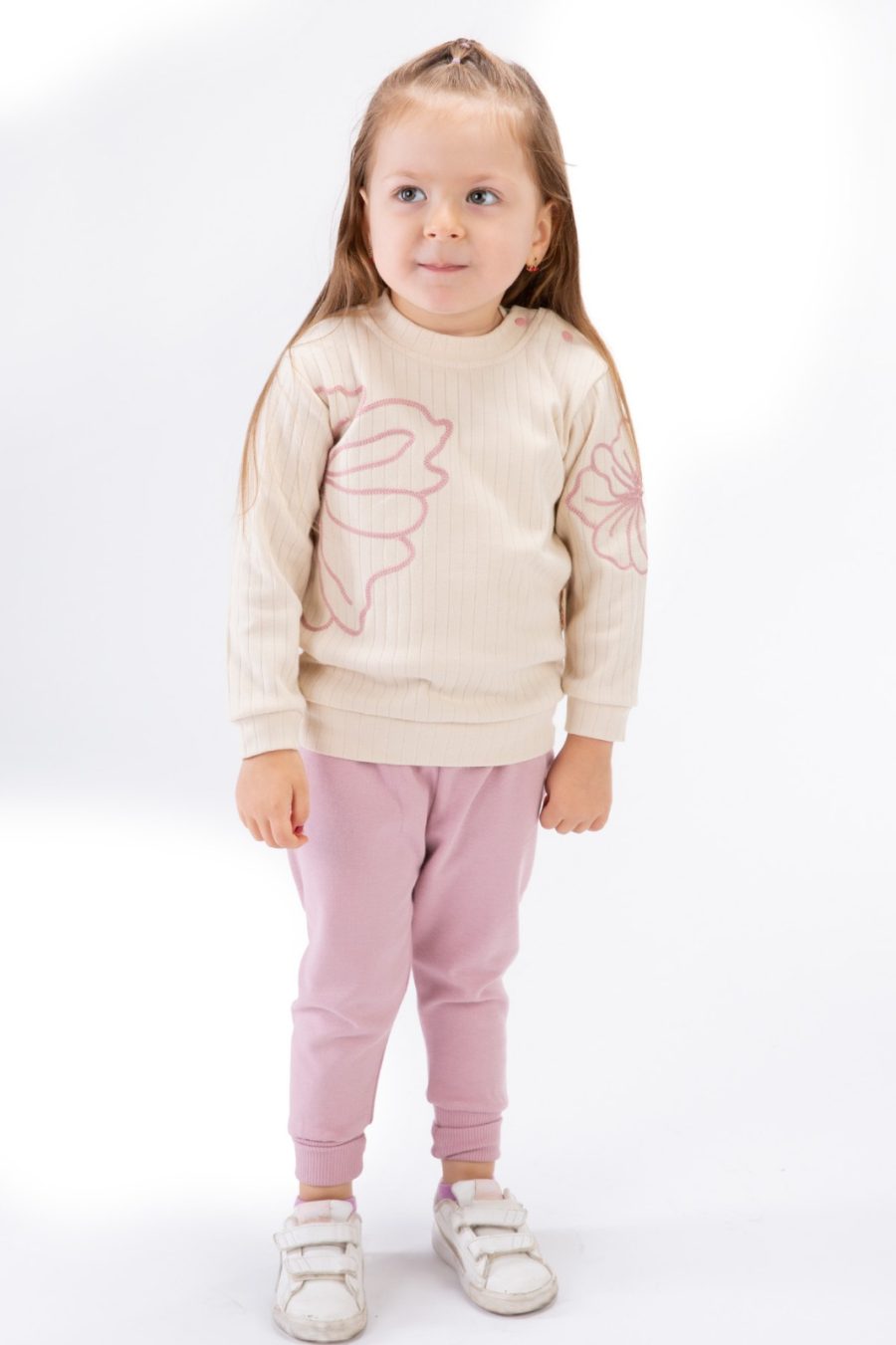 pink Baby Girls Two Piece Flower Embossed Tracksuit (9-24M)