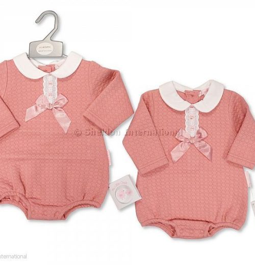 Baby Girls Romper with Lace and Bow (0-6M)