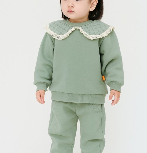 Baby Girls Two Piece Cross Stitch Frilly Collar Tracksuit (9-24M)