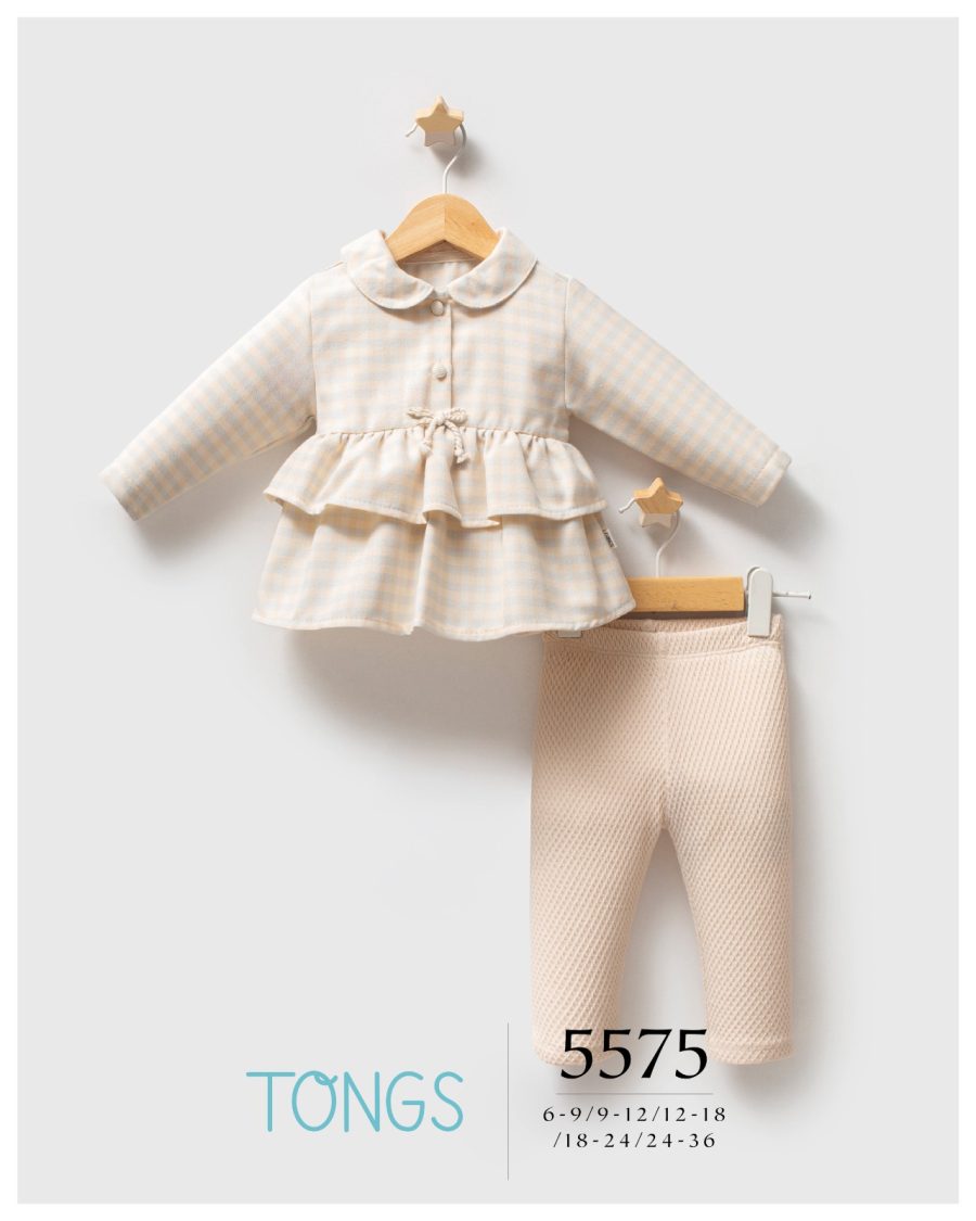 5575 Baby Girls Two Piece Layered Check Dress & Leggings Set (6-36M)