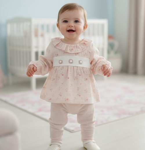 Baby Girls Two Piece Spanish Floral Dress & Leggings Set (6-36M)