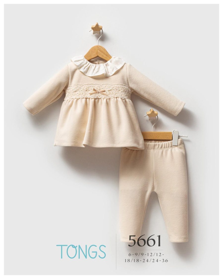 5661 Baby Girls Two Piece Lace Bow Spanish Legging Set (6-36M)