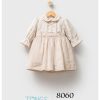 8060 beige 1 Baby Girls Spanish Floral Bow Dress (6-36M)