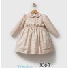 8063 beige Girls Spanish Floral Bow Dress (3-6Y)