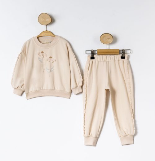 Baby Girls Petal Flower Frilly Trim Lounge Wear Set  (9-24M)