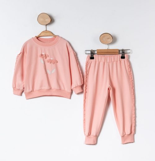 Baby Girls Petal Flower Frilly Trim Lounge Wear Set  (9-24M)