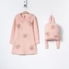 52032 pink Girls Seqiun Flower Lace Collar Dress with Back Pack (4-7Y)