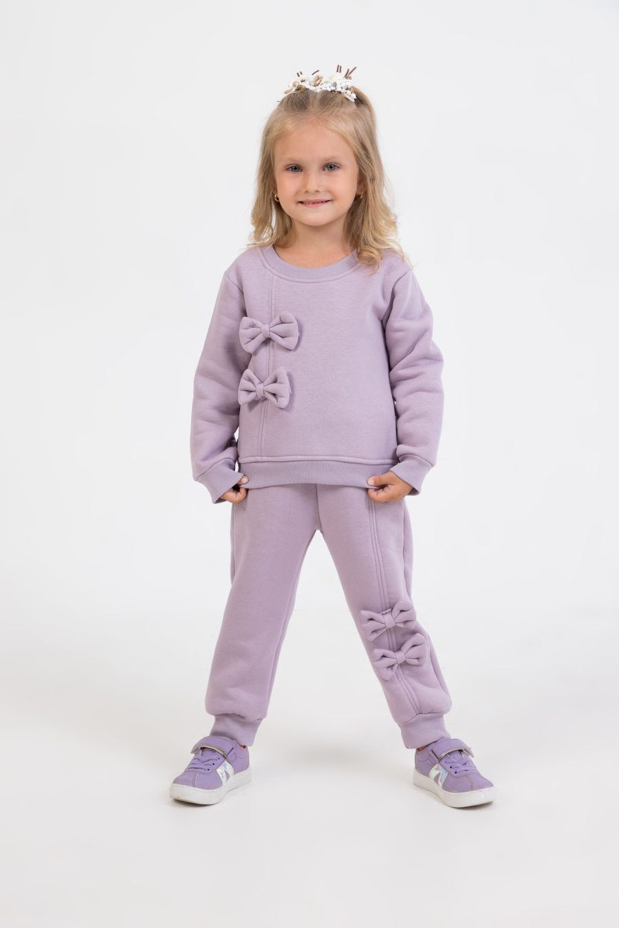 60273 lilac scaled Girls Double Bow Tracksuit (2-5Y)