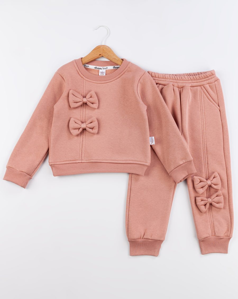 60273 mocca scaled Girls Double Bow Tracksuit (2-5Y)