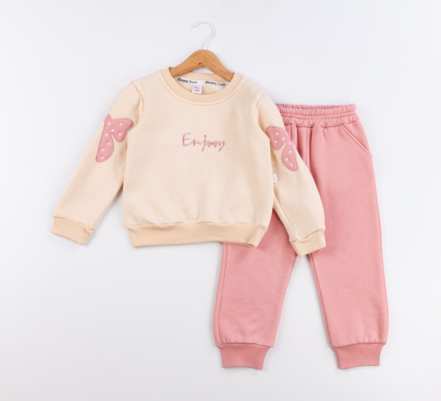 60320 pink2 scaled Girls Two Piece Embroidered "Enjoy" Tracksuit (2-5Y)