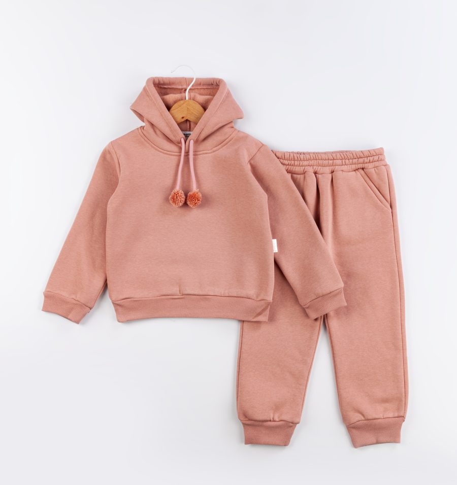 60349 rose scaled Girls Two Piece Hooded Pom Pom Tracksuit (2-5Y)