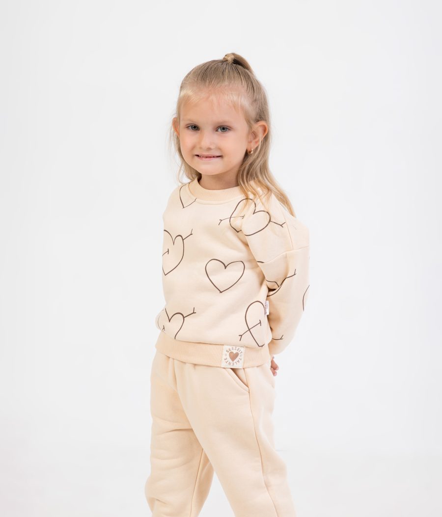 60356 beige scaled Girls Heart Print Tracksuit (2-5Y)