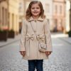 coat beige Girls Double Bow Woolly Coat with Purse (4-14Y)