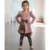 leg pink Girls Leopard Bow Tail Dress & Leggings Set with Purse (4-14Y)