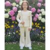 lw beige Girls Two Piece Woolly Frilly Shoulder Lounge Wear Set with Purse (4-14Y)