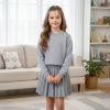 skirt grey Girls Knitted Diamante Jumper & Skirt Set (4-12Y)