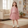 skirt pink Girls Knitted Diamante Jumper & Skirt Set (4-12Y)
