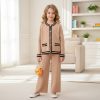 stripe l set beige Girls Knitted Stripe Lounge Wear Set (4-12Y)