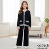 stripe l set black Girls Knitted Stripe Lounge Wear Set (4-12Y)