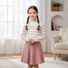stripe sk pink Girls Knitted Stripe Diamante Jumper & Skirt Set (4-12Y)