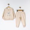 teddy s beige Baby Girls Two Piece Teddy Frilly Trim Lounge Wear Set (9-24M)