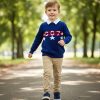 007 navy Boys Knitted 007 Star Collar Jumper (3-12Y)