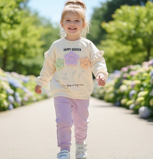 Girls Two Piece Frilly Floral Tracksuit (3-6Y)