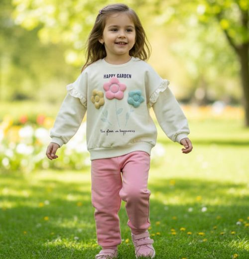 Girls Two Piece Frilly Floral Tracksuit (3-6Y)
