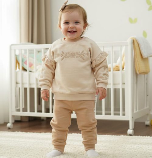 Baby Girls Two Piece Frilly Embroidered Tracksuit (6-24M)