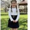 240 black Girls Full Sleeve Diamante Frilly Woolly Dress with Purse (4-14Y)