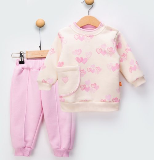 Baby Girls Two Piece Heart Print Tracksuit (6-24M)