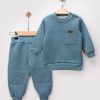 2477 blue Baby Boys Two Piece Criss Cross Trim Tracksuit (9-24M)