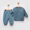 2478 blue Baby Boys Two Piece Criss Cross Stitch Tracksuit (9-24M)